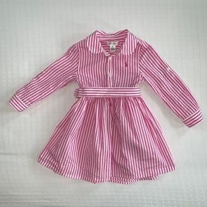Ralph Lauren Pink Striped Belted Shirtdress 18 months Cotton Stripes Spring
